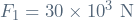 F_1 = 30 \times 10^{3} \ \mathrm{N}